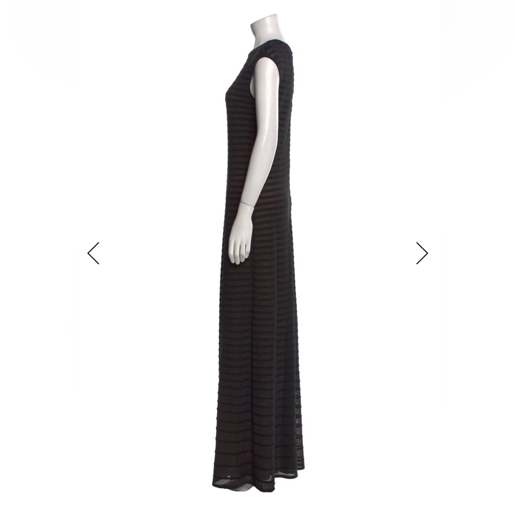 St. John Black Sheer Striped Maxi Dress — image 3 of 8
